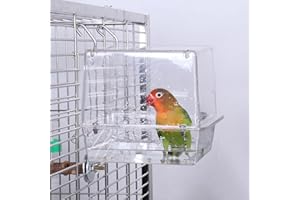 BARN ELEVEN Bird Bath Cage, Cleaning Pet Supplies Cockatiel Bird Bathtub with Hanging Hooks for Small and Medium Birds Parrots Spacious Parakeets Portable Shower for Square Birdcage