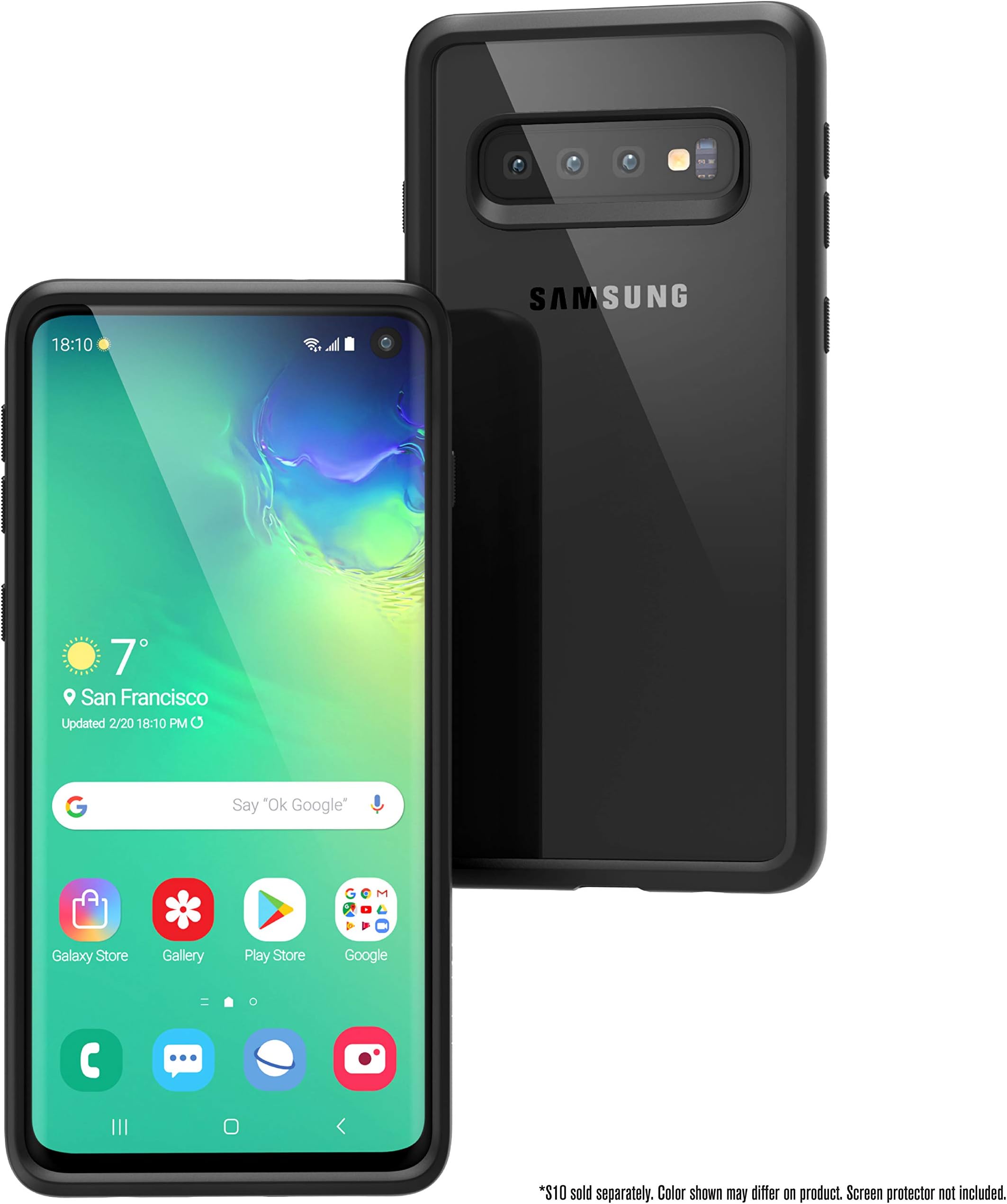 Catalyst- Impact Case designed for Samsung Galaxy S10, Case Military Impact Resistant, Stealth Black