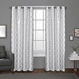 Exclusive HomeCurtains Exclusive Home Modo Metallic Geometric Grommet Top Curtain Panel Pair, 54x108, Winter White, 2 Count