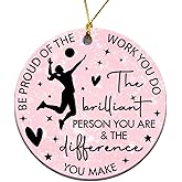 MEDROC Volleyball Christmas Ornament - Round Ceramic 3" for Chrismtas Tree Decoration, Volleyball Team Gifts for Player Boys Girls