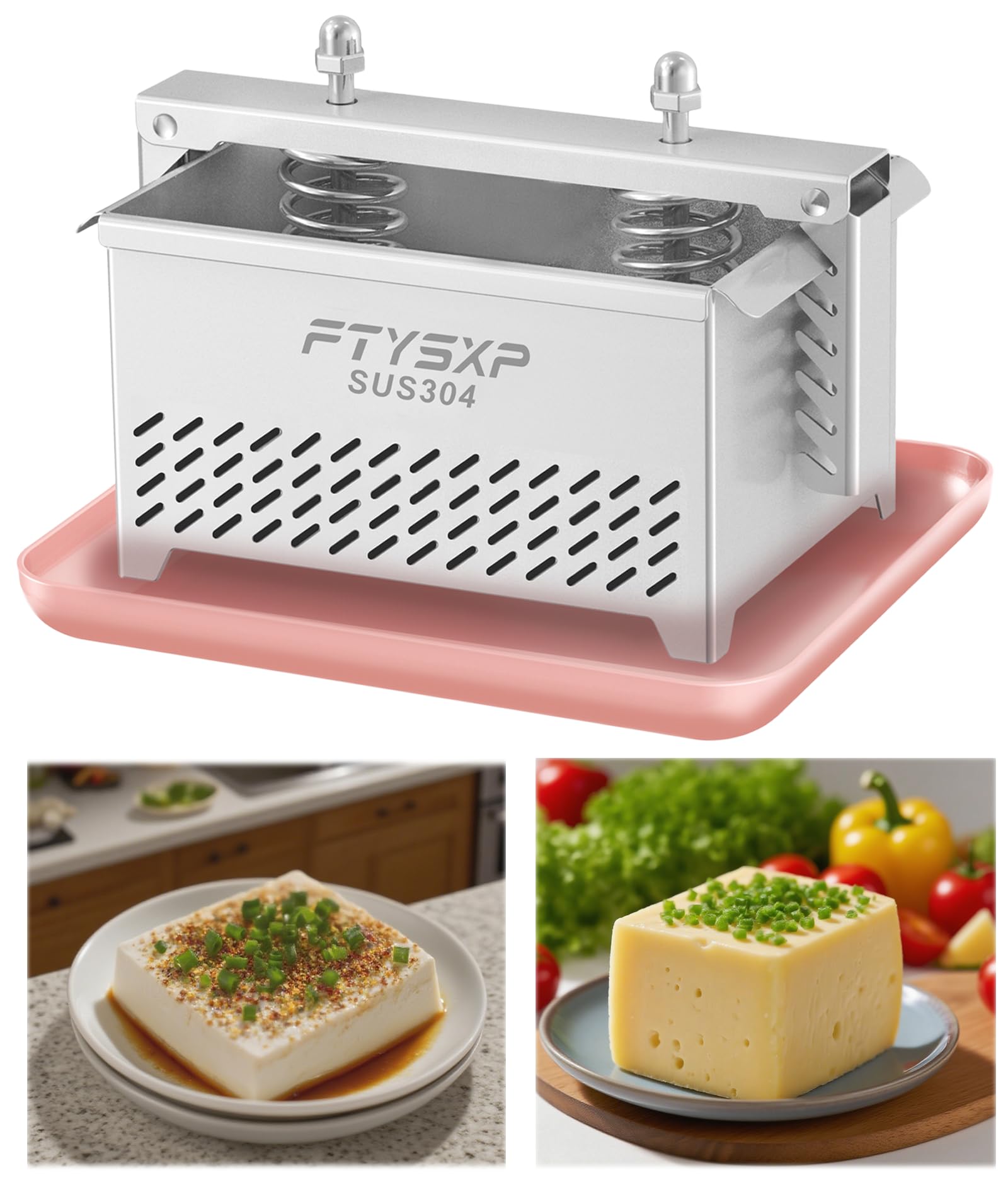 Photo 1 of Tofu Press -304 Stainless Steel Cheese Press, Paneer Make and Vegetarian Tofu Press, Heavy Pressure Adjustable,BPA Free, Dishwasher Safe for tofu Maker and ham Press,Meat pressing (6.3*4.7*4.8 in)