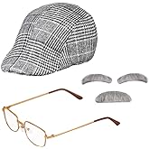 Beelittle Old Man Costume Grandpa Accessories Men Beret Hat Glasses Moustache Eyebrows Set
