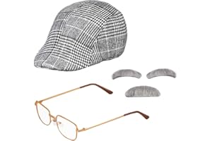 Beelittle Old Man Costume Grandpa Accessories Men Beret Hat Glasses Moustache Eyebrows Set