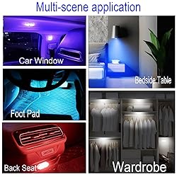 FICBOX 3Pcs Car LED Lights Interior,7 Colors LED