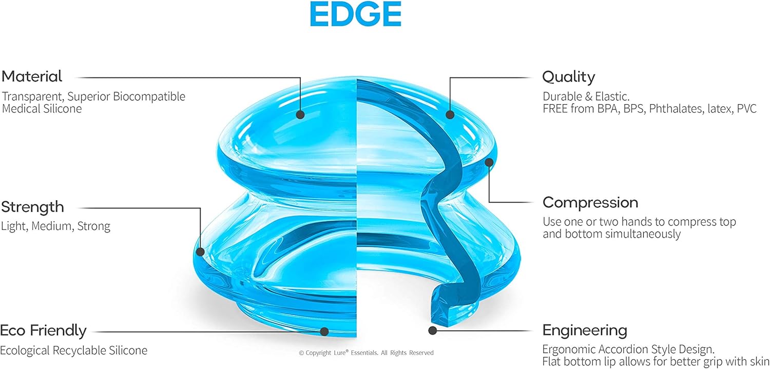 Advanced Cupping Therapy Sets - Edge Flex Silicone Vacuum Suction Cupping Cups for Muscle and Joint Pain Cellulite & More (Brilliant Blue, 4): Health & Personal Care