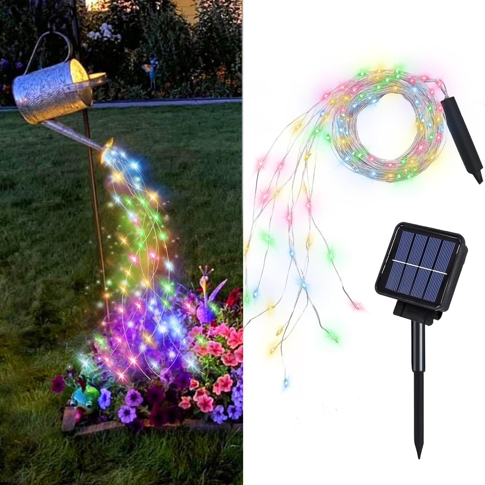 Photo 1 of VOOKRY 10 Strands 200 LEDs Solar Fairy Lights Outdoor Waterproof, Solar Powered String Lights 8 Modes DIY Watering Can Lights for Party Wedding Patio Yard Garden Tree Decorations(Multicolor)