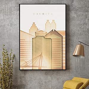 XIANGLL Cuadro En Lienzo，Impresiones de la Lona,Wichita Kansas Skyline