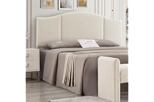 24KF Upholstered Soft Teddy Fabric King Headboard,Modern Wave-Like Top Edge CA King Size Headboard, 6033-K-Cream
