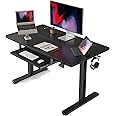 FEZIBO Height Adjustable Electric Standing Desk with Keyboard Tray, 40 x 24 Inches Stand up Table, Sit Stand Home Office Desk with Splice Board, Black Frame/Black Top
