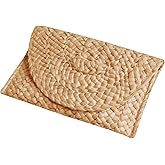 Fozehlad Straw Clutch Purse for Women, Woven Beach Straw Bags for Summer,Raffia Clutch For Girl Vacation