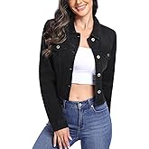 MISS MOLY Women's Cropped Denim Jackets Long Sleeve Classic Trendy Casual Jean Jackets