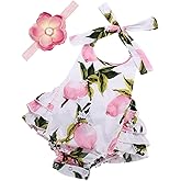 PrinceSasa Baby Girl's Floral Print Ruffles Romper Summer Clothes