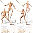 Meooeck 4 Sets Action Figures PVC Body Artists Model posable Drawing Mannequin for Painting, Sketching, Collection Gifts, Home Office Desk Decoration(Beige)
