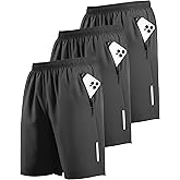 RPOVIG 3 Pack Men's Athletic Shorts Sets 9" Gym Workout Short with Zippered Pockets Running Joggers Basketball Gift