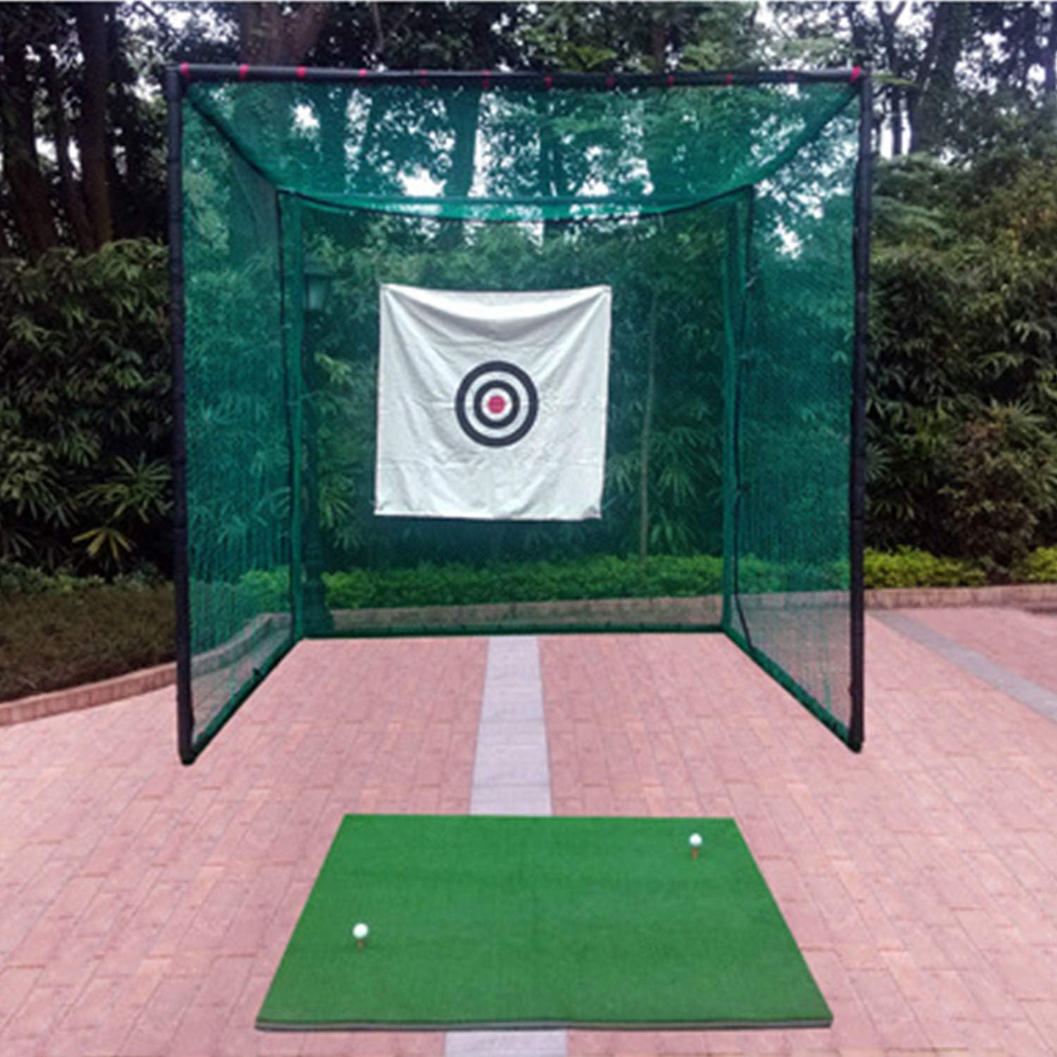 WDSKY Golf Hitting Cage Practice Net with Target Cloth and Golf Grass Mat for Indoor or Outdoor