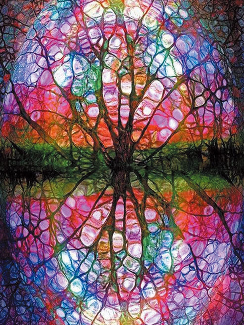 Cross Stitch Kits Stamped, OWN4B Tree Pattern Printed Pattern 11CT 14.2x18.1 inch DIY Embroidery Kit (Tree)