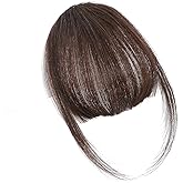 Leelebamo Clip in Bangs 100% Real Human Hair, Fake Bangs Hair Clip on Bang for Women, Medium Brown Wispy Bang Fringe with Temples Hairpieces Extensions for Daily Wear (Medium Brown, Wispy Bangs)