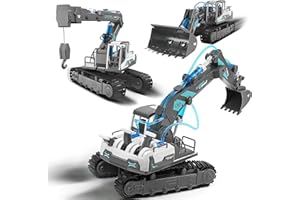 VESLIER STEM Building Toys - Hydraulic Excavator for Boys Age 8-12, Construction Truck with Bulldozer and Crane Replacement, Science Projects Engineering Vehicle Kits, Kids Gift for Birthday, Christmas