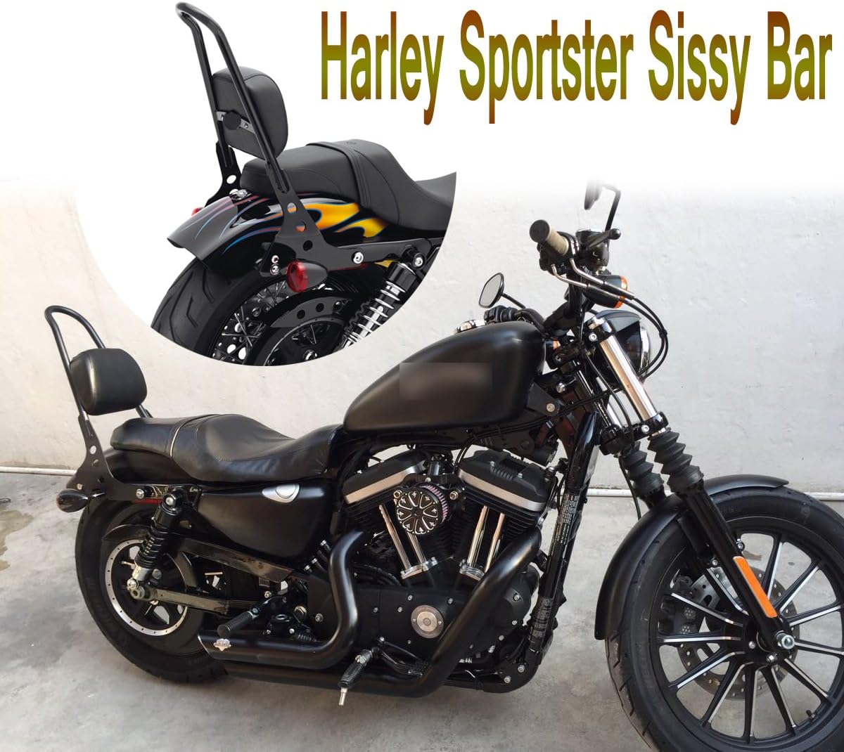 EMost Detachable Sissy Bar Solid Steel Rear Passenger Backrest For Harley Sportster XL 883 1200