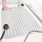 Mofonky Shower Mat Non Slip: 35.4 x 23.6 Inch Extra Large TPE Shower Mats for Inside Shower - Anti Slip Shower Stall Matt with Drain Hole and Suction Cups for Elderly