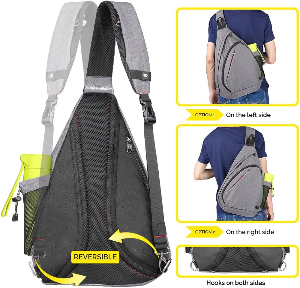 OutdoorMaster Sling Bag - Small Crossbody Backpack for Men & Women (Gray) : Sports & Outdoors