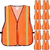 Dazonity Safety Vests,10pcs,Mesh,High Visibility Reflective Strips, Fit for Men & Women, Work, Construction,Surveyor, Parking,Warehouse,Volunteer, Crossing Guard, Road