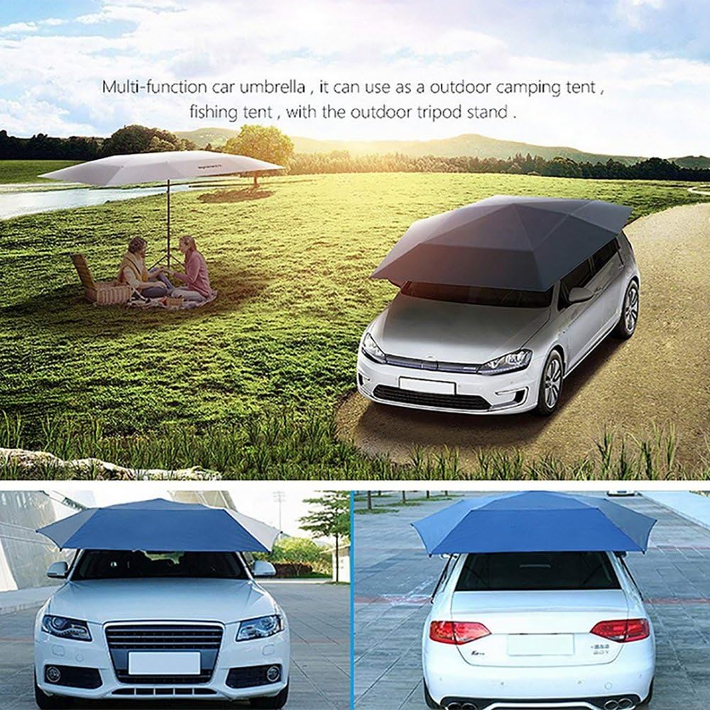 Car Tent Umbrella, Automatic Anti-UV Car Tent Movable Carport Folded Portable Automobile Protection Car Umbrella
