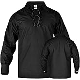 H HIGHLAND REDSTONE Jacobite Shirt for Men Scottish Ghillie Kilt Shirt Long Sleeve Lace Up Medieval Renaissance Pirates Shirt