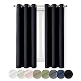 OWENIE Maya 100% Black Blackout Curtains 63 Inch