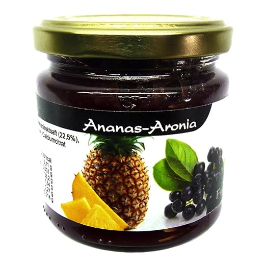 Xylit Fruchtaufstrich'Ananas-Aronia' ohne Zuckerzusatz, nur mit Xylit gesüßt, 75% Fruchtanteil (mehr als Marmeladen), Low Car