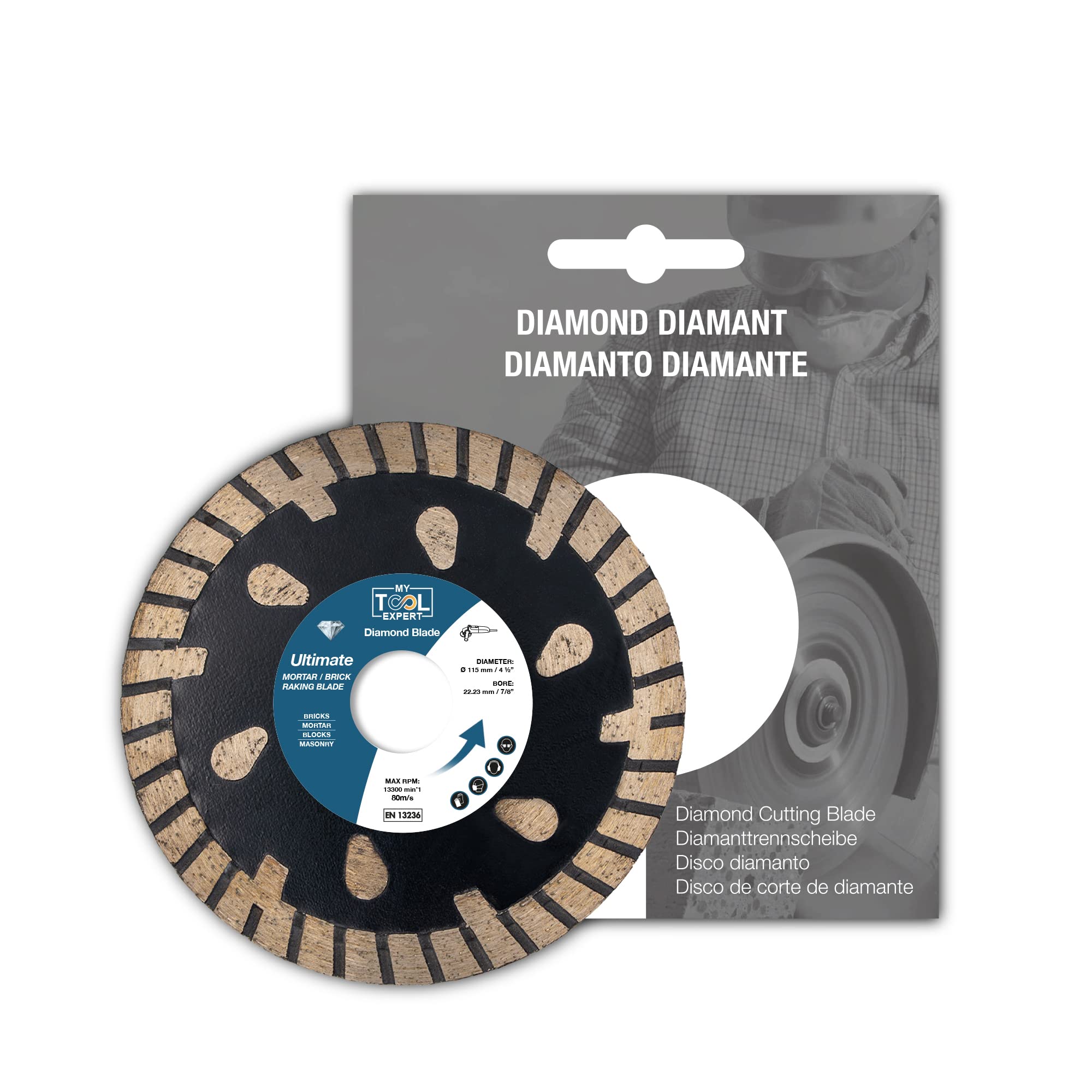Ultimate Diamond Mortar Disc 115mm/4.5", "Joint Raking Blade for Grinders, Repointing Raker Tool for Fast Removal of Old Mortar, Brickwork Pointing