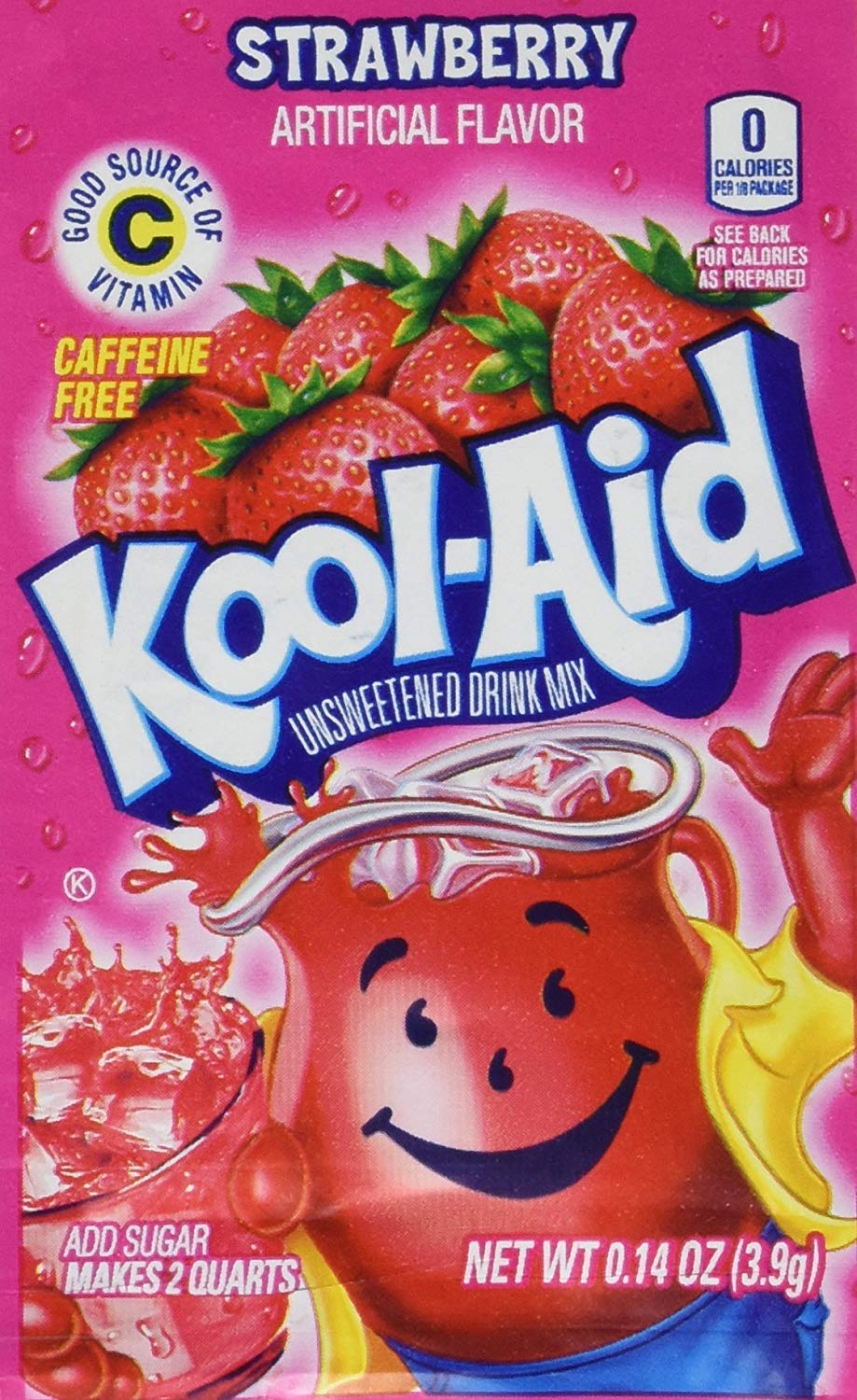 Kool-Aid Strawberry Unsweetened Soft Drink Mix, 0.14-Ounce Envelopes (Pack of 48)