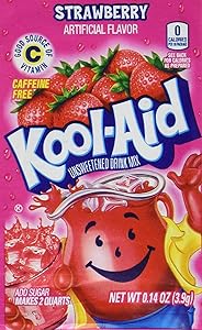 Kool-Aid Strawberry Unsweetened Soft Drink Mix, 0.14-Ounce Envelopes (Pack of 48)