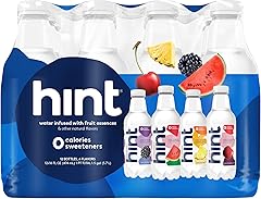 Hint - Paquete Best Sellers con 12 botellas de agua, de 16 onzas, 3 botellas de cada sabor: Sandía, zarzamora, cereza y piña,