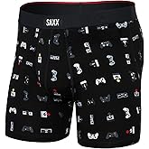 SAXX Underwear Co. Men's Underwear with Pouch Vibe Xtra Boxer Brief Fly, Gamer-Black, Small