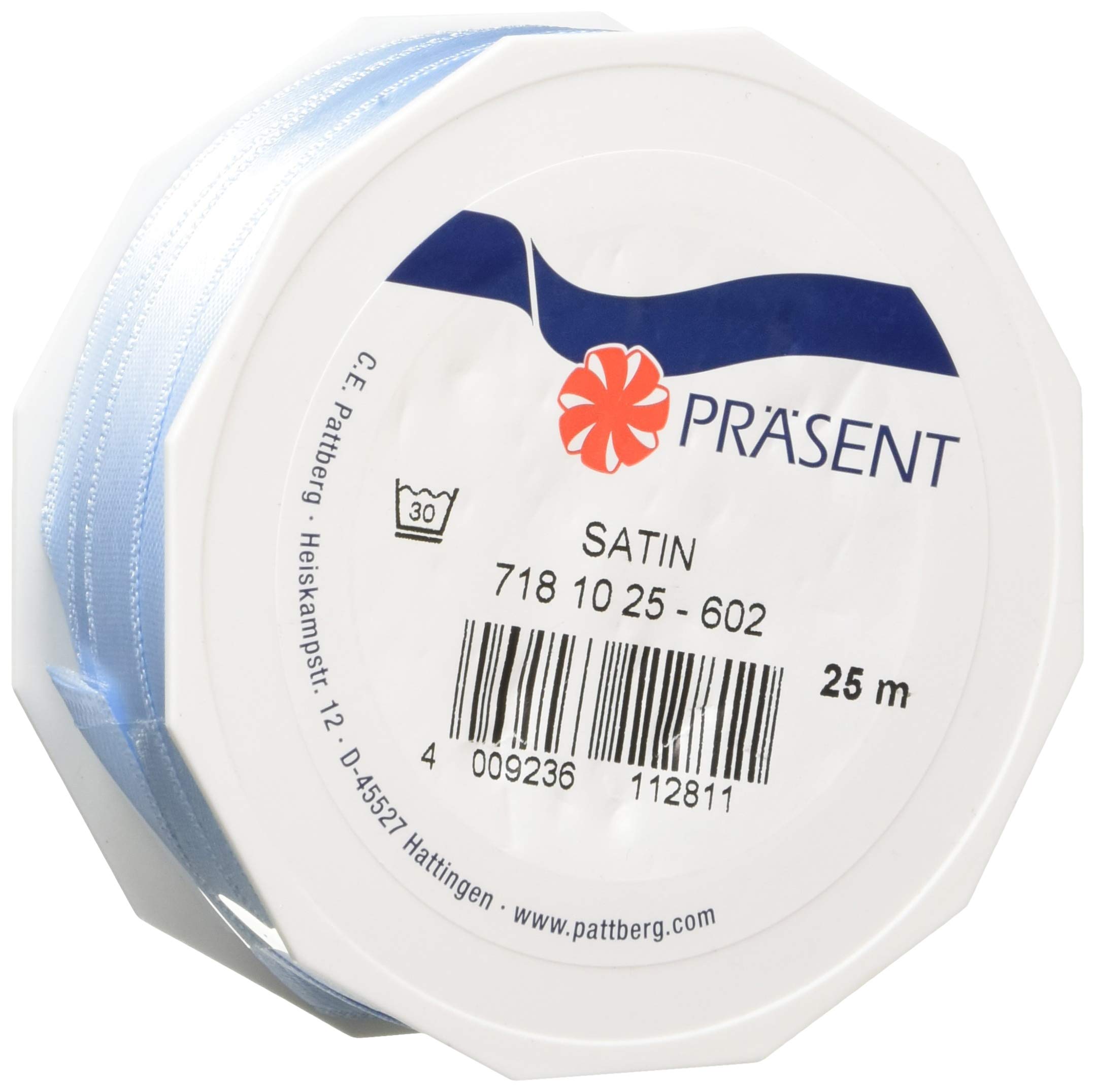 C.E. Pattberg SATIN light blue gift ribbon, 27 yards for Wrapping Gifts, 0.39 inches width, Ribbon for Decorating & Crafting, Decorative Ribbon for Gifts, for every occasion — image 1