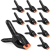 RELBRO Spring Clamps, 4.5 Inch Plastic Clips, Heavy Duty, Black, 10 Pcs | Large Woodworking Clamps, Strong Grip, Daily Household Tools, for Balloon Arch Backdrop Craft Decoration