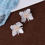 Women Jewelry Stud Earrings Big Flower White