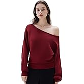 SUUKSESS Women Cashmere Blend Oversized Off Shoulder Pullover Sweaters Boat Neck Long Sleeve Knit Jumpers Tops