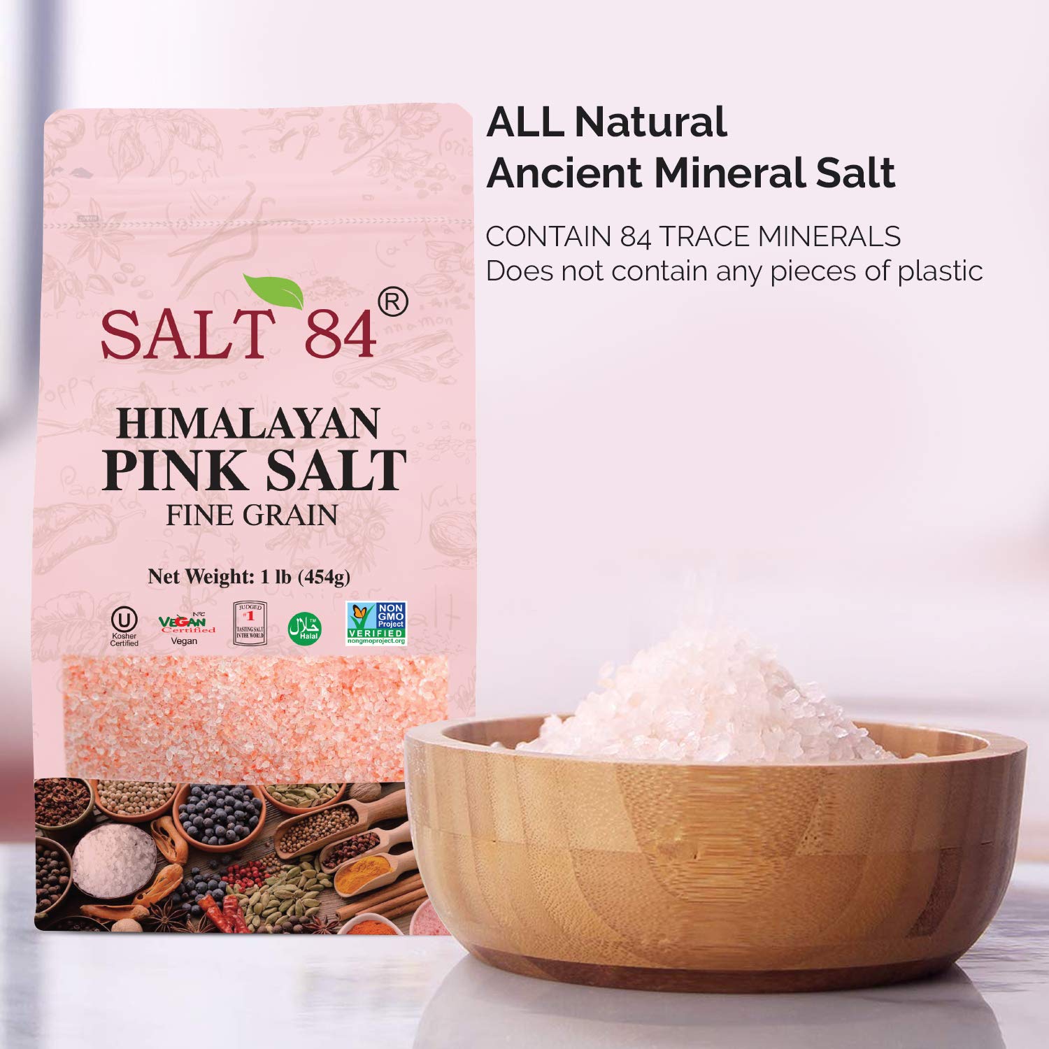 Himalayan Chef Pink Salt Fine Stand Up Bag w/Window, 100% Pure Natural Himalayan Pink Salt - 1 LBS : Sea Salt : Grocery & Gourmet Food