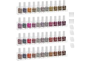 LUOBAO Nail Polish Wall Rack,Nail Polish Organizer Wall Mounted,Nail Polish Holder,Clear Acrylic Floating Shelves