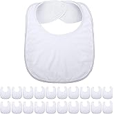Geyoga 20 Pieces Sublimation Blanks White Bibs for Baby Decorating Washable Reusable Fabric Bibs