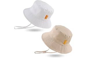 JANGANNSA Summer Baby Boys Hat Sun Protect Bucket Hat for Girls Wide Brim Cotton Beach Cap