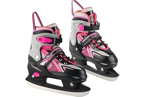 Adjustable Ice Skates for Kids Boys & Girls, 4 Sizes Adjustable, Warm & Comfortable Lining for Beginners-Ages 3-12, Outdoor &