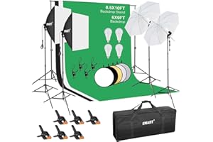 EMART 8.5 x 10 ft Backdrop Support System, Photography Video Studio Lighting Kit Umbrella Softbox Set Continuous Lighting for