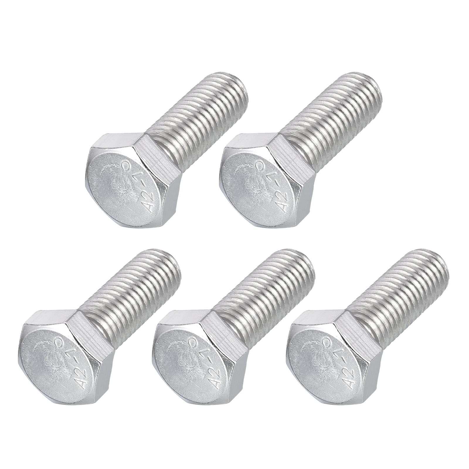 METALLIXITY Hex Bolts (M12-1.75x35mm) 5Pcs, 304 Stainless Steel Coarse Fully Threaded Hex Head Screw Bolt Machine Screws - for Furniture Repair, Silver