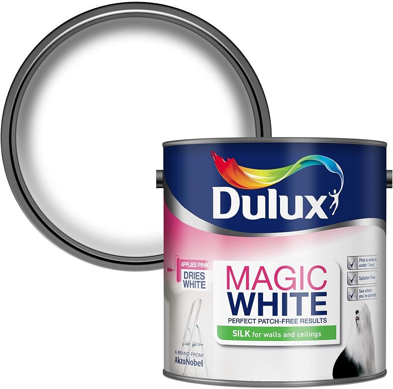 Dulux Magic White Silk Emulsion Paint 2.5 L Walls Ceilings Pure Brilliant White