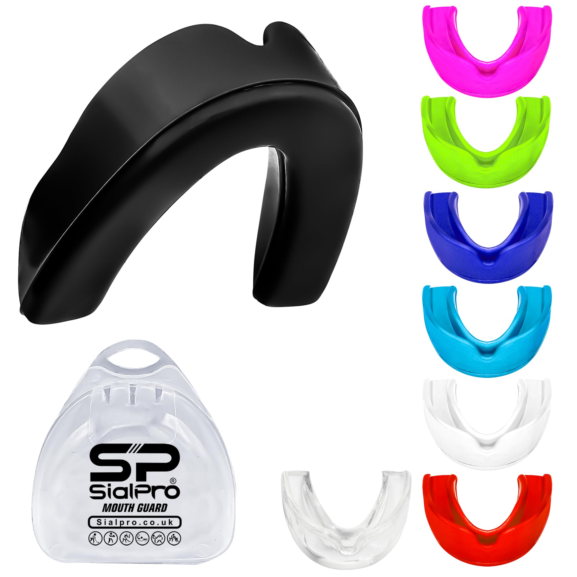 Mouthguards Slim Fit Adult Senior Mouldable Gum Shield with Case for Boxing Men MMA Rugby Hockey Basketball Muay Thai Kickboxing Football All Contact Sports (12+ Years, Black)