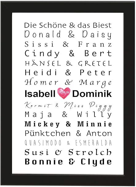 Picsonpaper Personalised Famous Couples Framed With Black Photo Frame Wedding Gift Wedding Parts Poster With Frame Personalised Poster Poster With Frame Amazon Co Uk Kitchen Home