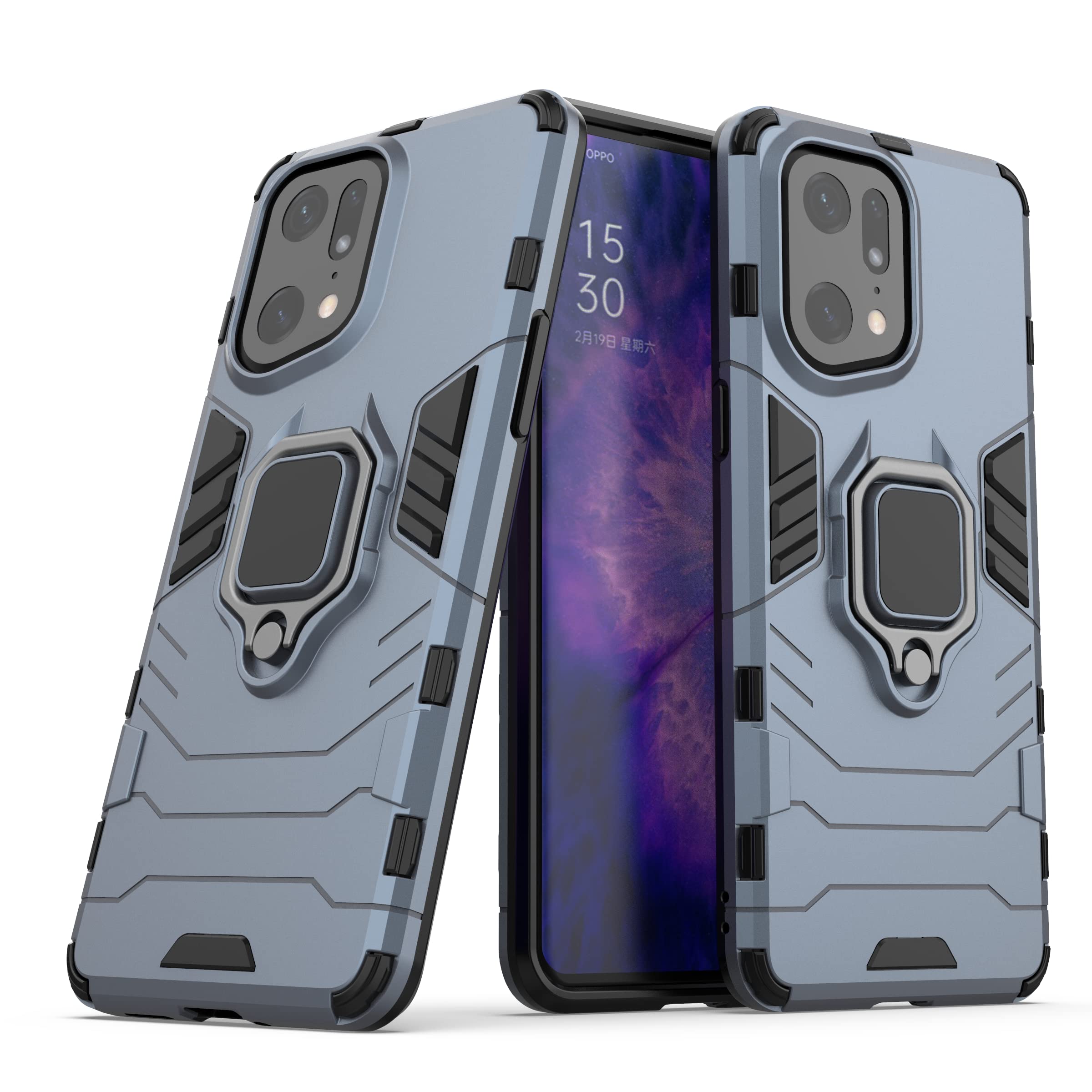 FTRONGRT Case for Oppo Find X5 Pro, Rugged and Shockproof, with Mobile Phone Holder, Cover for Oppo Find X5 Pro-Dark Blue